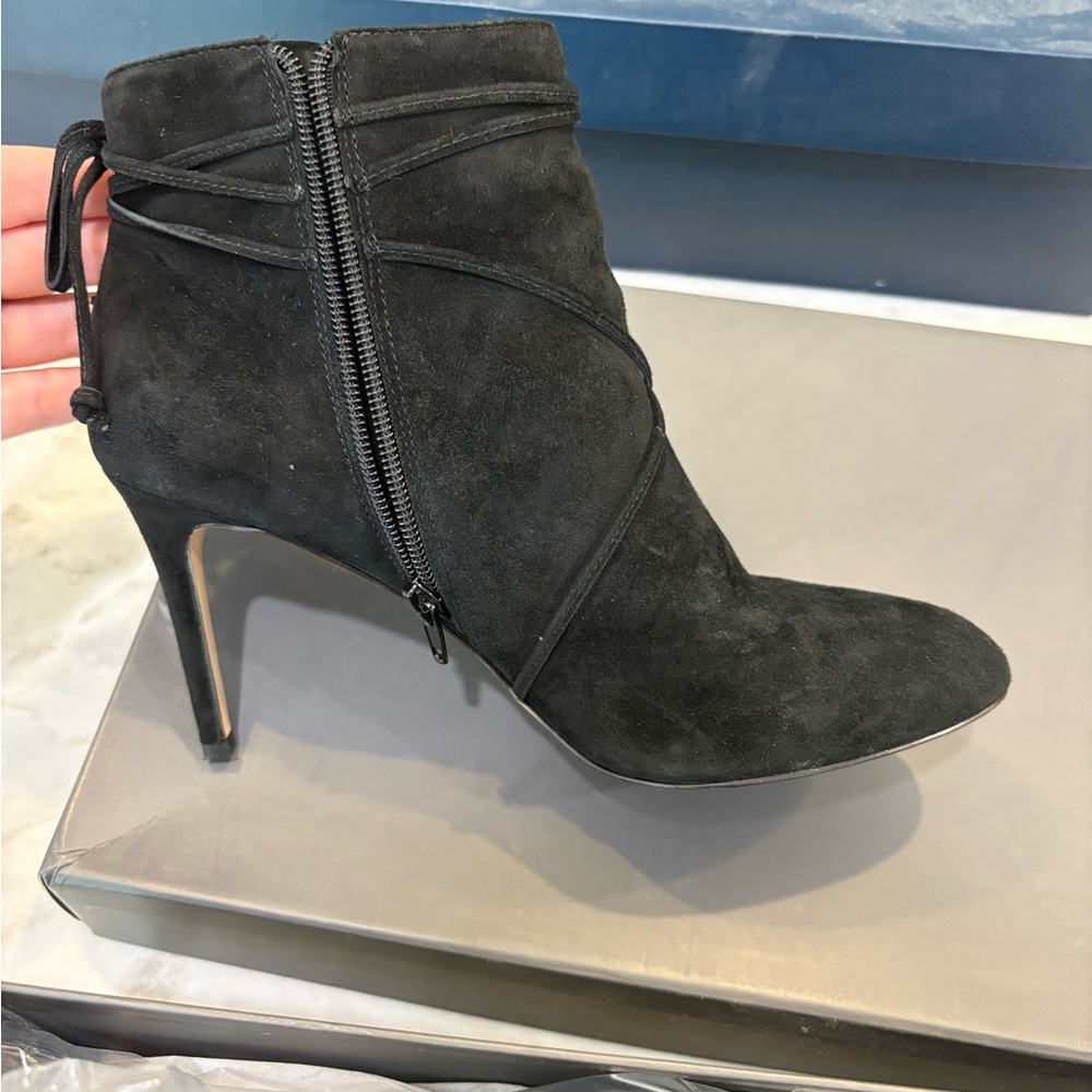 Ann Taylor Black Suede Heeled Boots